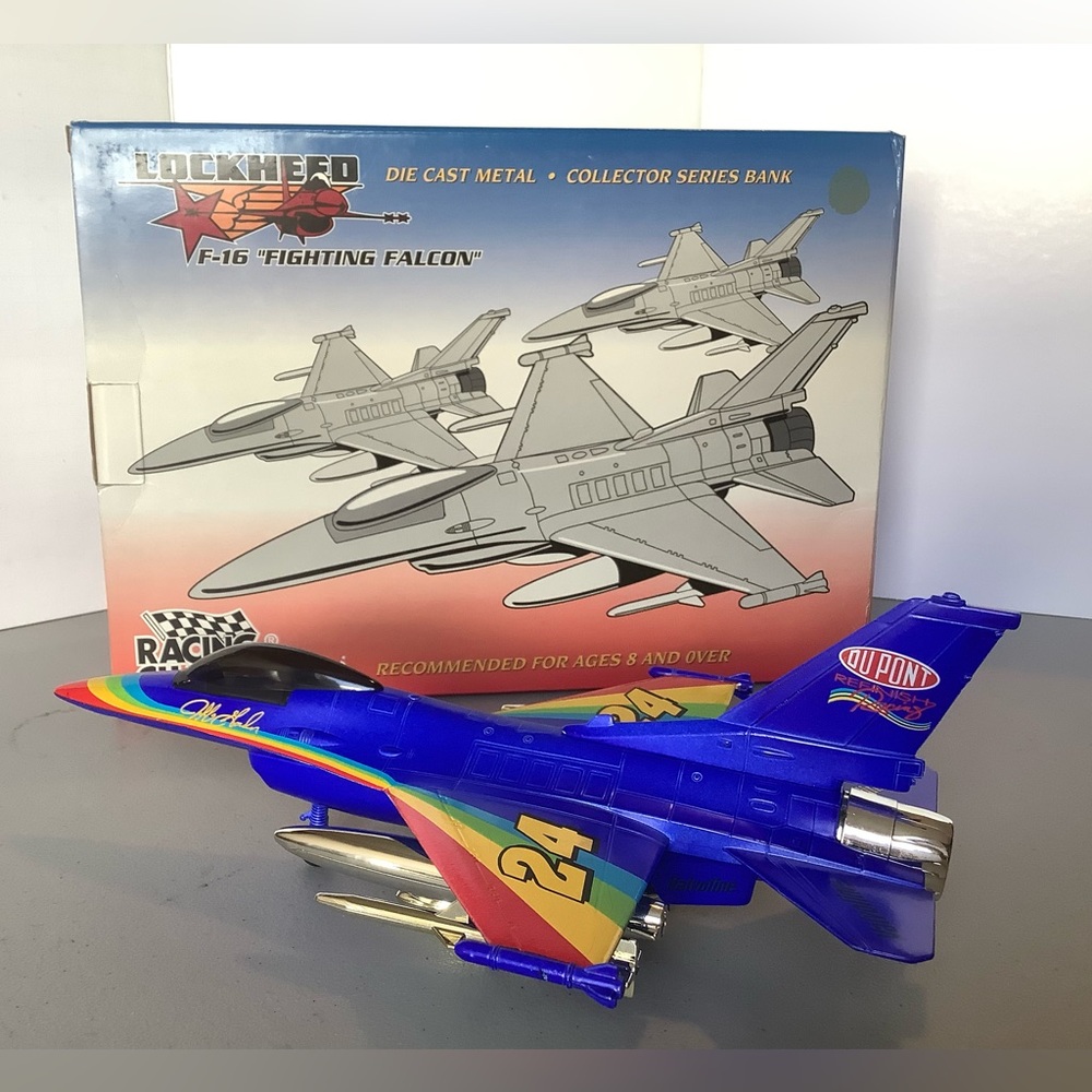1994 Racing Champions Jeff GordonLOCKHEED F-16 Die-Cast Metal Bank